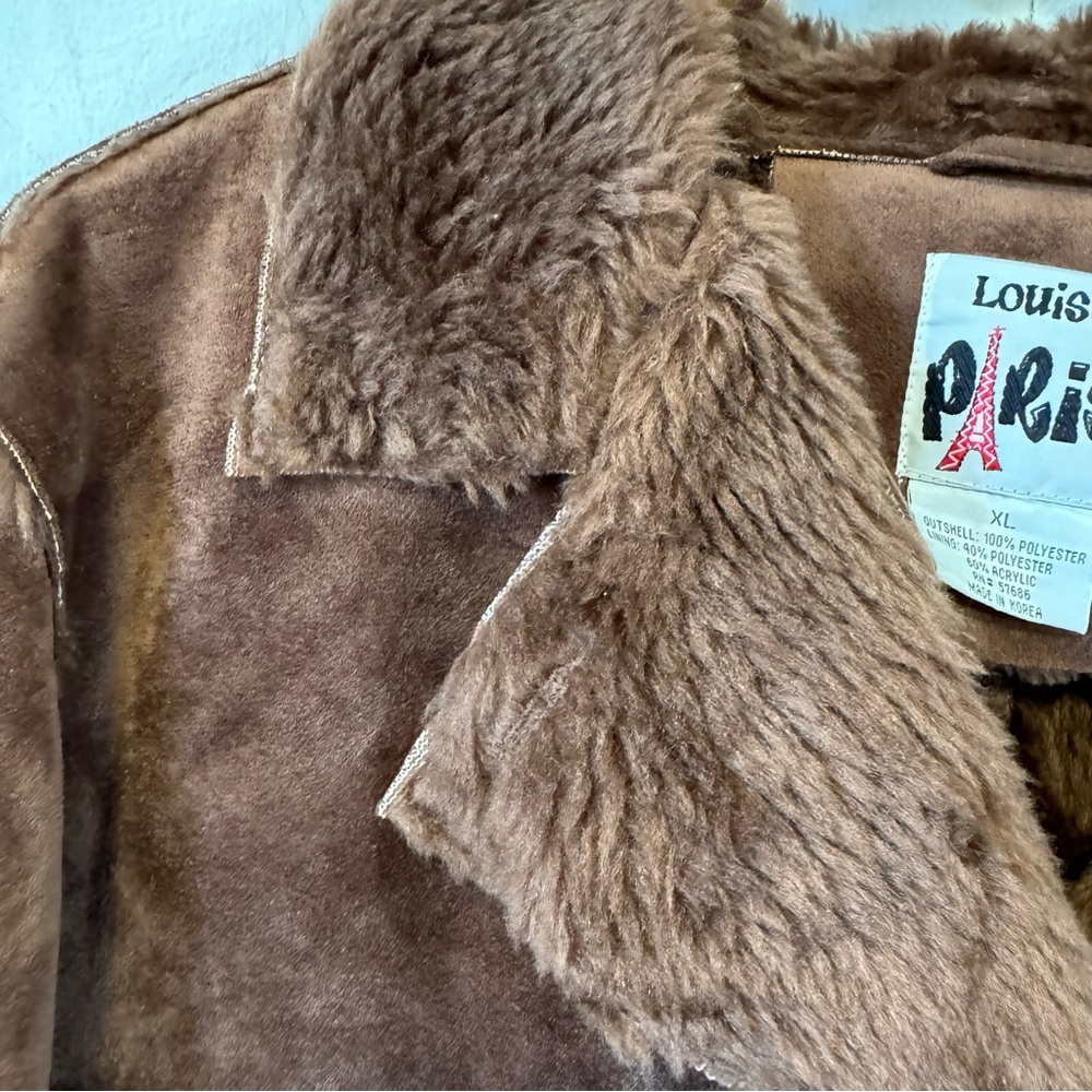 Vintage Y2K Faux Shearling Coat Penny Lane Chocolate Brown Jacket Womens XL - Picture 8 of 10